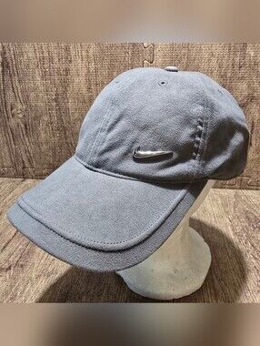 Nike Metal Swoosh Heritage Cap Grey Strapback Hat 592543 NWOT